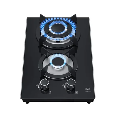Parrilla de gas 2 Quemadores, Vidrio templado 31 cm AVERA VT2