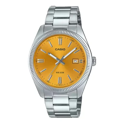 RELOJ CASIO CABALLERO VINTAGE ACERO AMARILLO CARATULA QZO MTP1302D9AVVT
