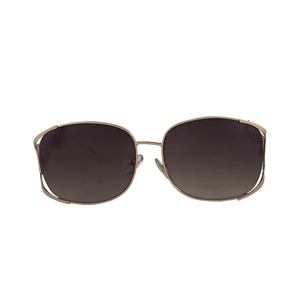 Lente solar Dorado Rectangular para dama