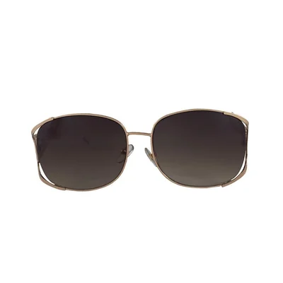 Lente solar Dorado Rectangular para dama