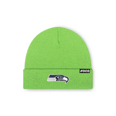 Gorro FOCO con el logotipo principal básico de los Seattle Seahawks de la NFL color lima