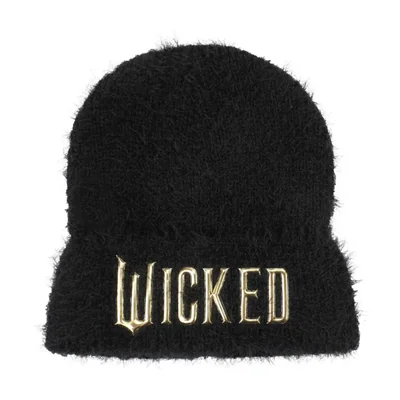 Brazalete de lana borrosa negro con el logotipo de Beanie Bioworld Wicked para adulto