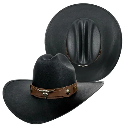 Sombrero Texana Americana Ala Plana Lona Impermeable Fresco Versátil Taurino Negro M 134