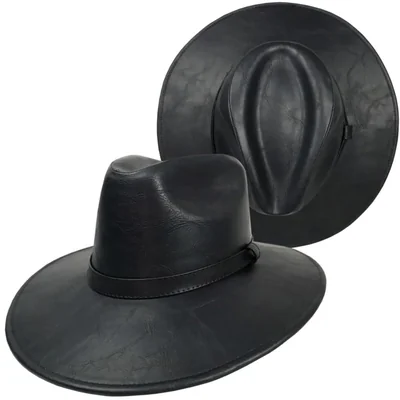 Sombrero Indiana Tipo Piel Vegana Retro Vintage Hombre Mujer Hípster Elegante Negro M Ac