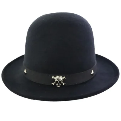 Sombrero Bombín Dubetina Elegante Vintage Retro Hombre Mujer Calaveras Rock Negro M 257