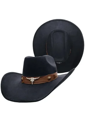 Sombrero Texana 8 Segundos Gamuza Vaquero Hombre Mujer Cowboy Taurino Negro M 134