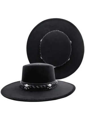 Sombrero Cordobés Gamuza Hípster Vintage Hombre Mujer Retro Calaveras Negro L 194