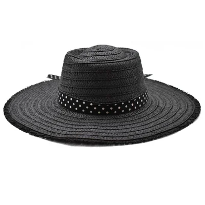 Sombrero pamela negro con detalle de listón con lunares