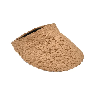 Visera tejida color camel para mujer