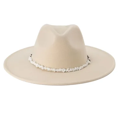 Sombrero de fieltro con cinta ivory