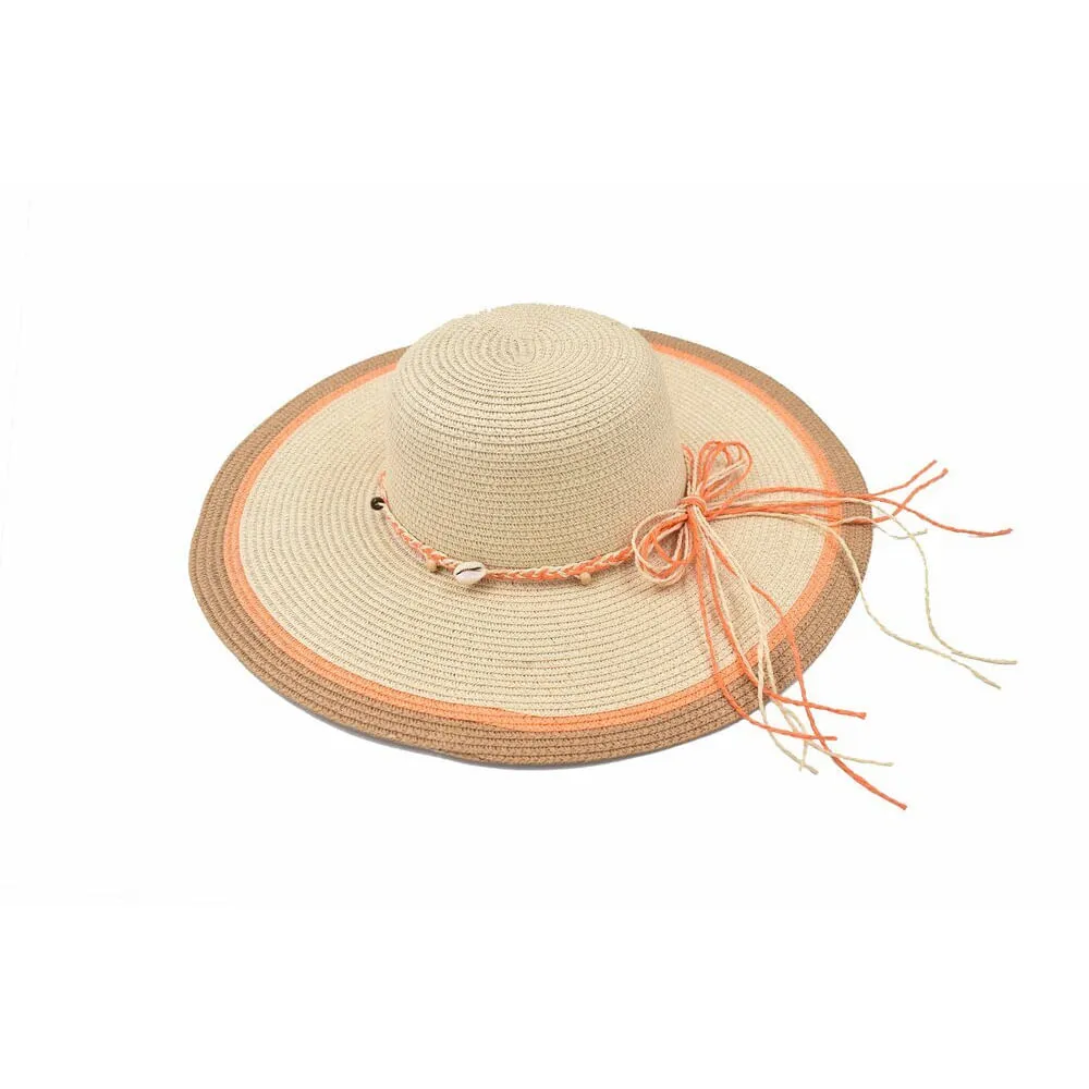 Sombrero de playa con franja naranja