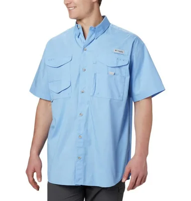 Camisa Columbia manga corta azul para hombre