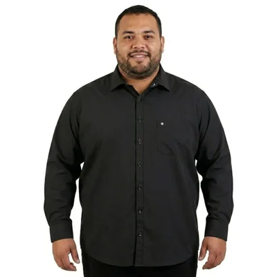 Camisa Michel blanc talla extra negro con boton negro
