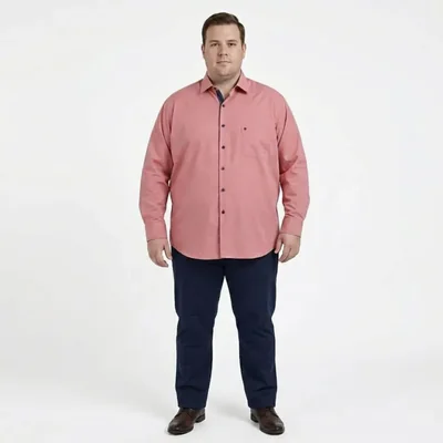 Camisa Michel blanc talla extra roja con contraste Azul