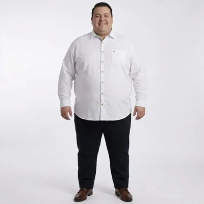 Camisa Michel blanc talla extra blanca con botón beige
