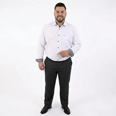 Camisa talla extra Michel blanc blanca de tela con textura