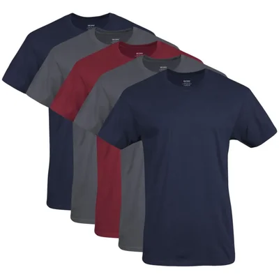 Camiseta Gildan Crew para hombre estilo G1100 paquete de 5 unidades azul marino/carbón/rojo carden