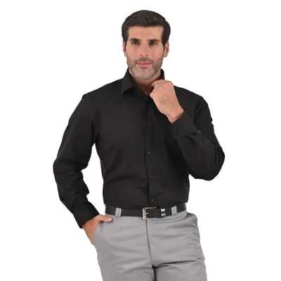 Camisa de vestir de Bambú para caballero Corte moderno Negro