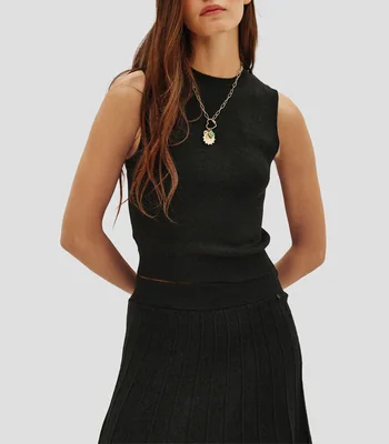 Blusa lisa con textura sin mangas Mujer