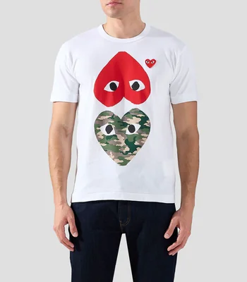 Playera cuello redondo manga corta con corazones Hombre