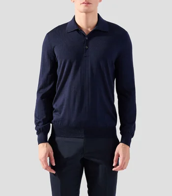 Playera tipo polo manga larga lisa Hombre