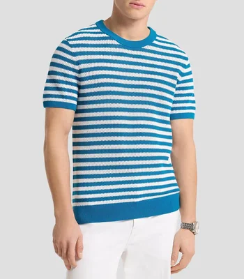 Playera cuello redondo manga corta con rayas Hombre