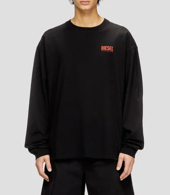 Playera cuello redondo manga larga estampada Hombre