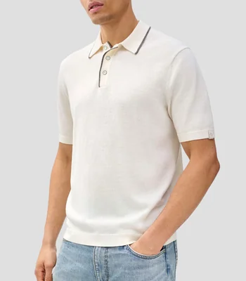 Playera tipo polo con manga corta lisa Hombre