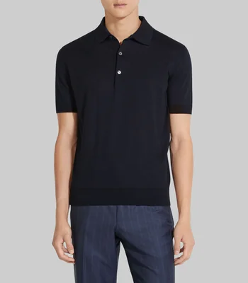 Playera tipo polo de manga corta lisa Hombre
