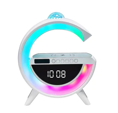 Reloj Despertador Digital con Luz LED Multicolor y Efecto de Bola Disco
