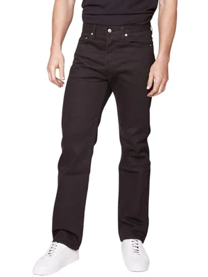 Edward's Jeans Straight Hombre Tiro Alto Denim Negro