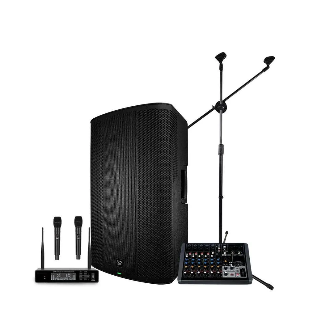 Kit bocina bafle alienpro sp15 elite mezcladora micrófonos