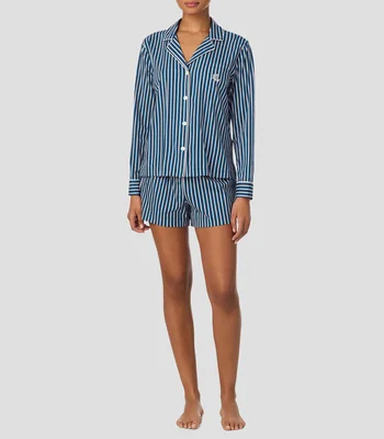 Conjunto de pijama bóxer de manga larga con muesca Lauren Mujer