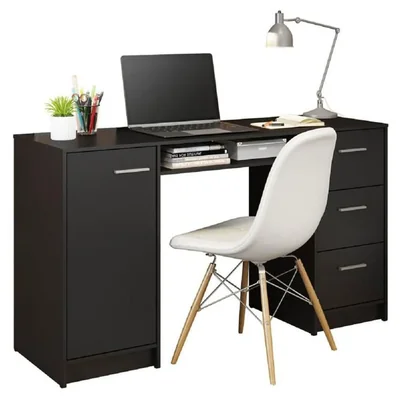 Escritorio Para Pc Madesa Alaska 3 Cajones 1 Puerta Negro
