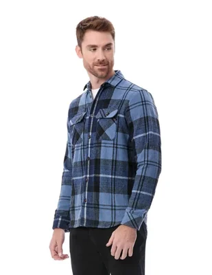 CAMISA ML BUFFALO DAVID BITTON CASUAL 2 BOLSAS AZUL