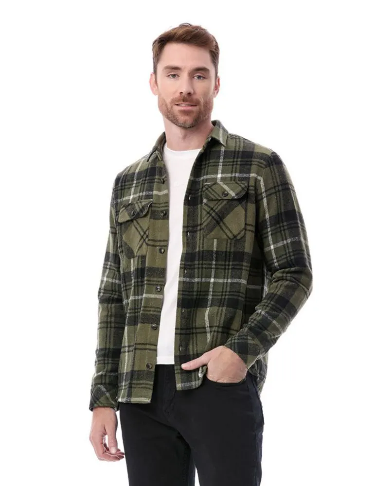 CAMISA ML BUFFALO DAVID BITTON CASUAL 2 BOLSAS VERDE