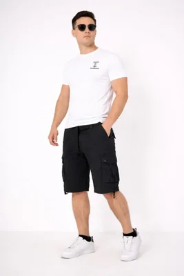 Bermuda tipo Cargo Negra – Incluye Cinturon – Cómoda, Casual, Lígera