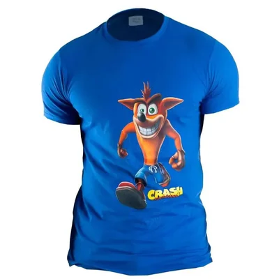 Playera de algodón Crash Bandicoot color azul talla Grande