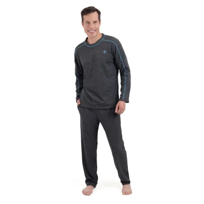 Pijama Michel blanc hombre gris basica pantalon y manga larga
