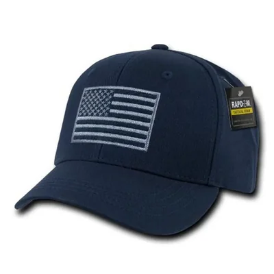 Gorra RAPDOM Bordada con Bandera de EE. UU. Algodón Azul Marino