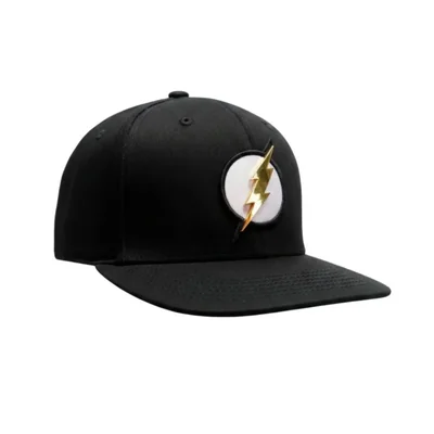 DC COMICS Gorra The Flash Rayo Dorado Metálico 100% Algodón Snapback Ajustable