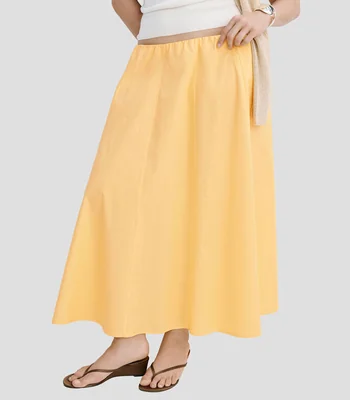 Falda midi de corte evasé lisa Mujer