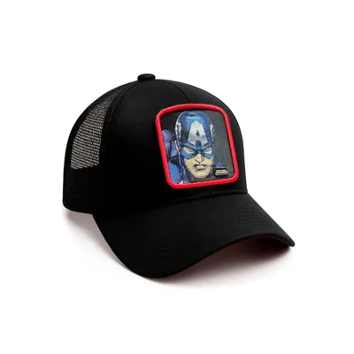 Marvel Gorra trucker Capitán América ajustable unisex frente rojo malla negra