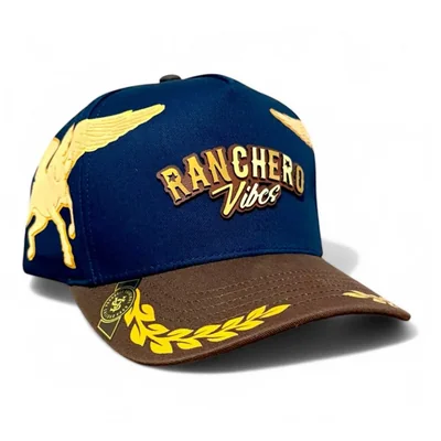 VAGO RANCHERO VIBES Gorra Visera Curva Azul Marino con Café