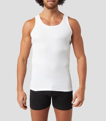 Playera interior cuello redondo sin mangas sólida Hombre