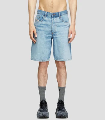 Short de mezclilla liso Hombre