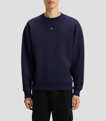 Sudadera de algodón con insignia de logo apilado Hombre