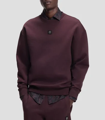 Sudadera de algodón con insignia de logo apilado Hombre