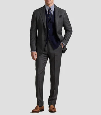 Traje de lana corte regular jaspeado Hombre