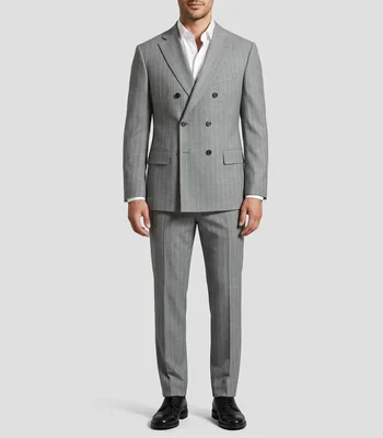 Traje de lana de corte slim con rayas Hombre